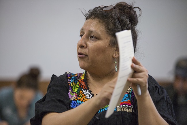 People register for citizenship classes offered by La Casa Hogar March 14, 2018 at the Yakima Valley Farmworkers Clinic in Toppenish, Wash. (GORDON KING/Gordon King Photography)